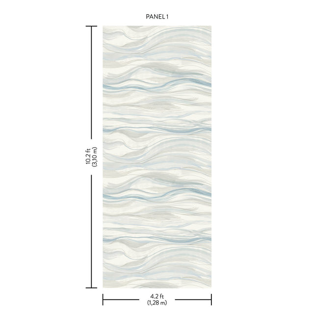 Currents Blue Wall Mural with Shimmering Geometric Wave Pattern - York DD3841M