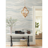 Currents Blue Wall Mural with Shimmering Geometric Wave Pattern - York DD3841M