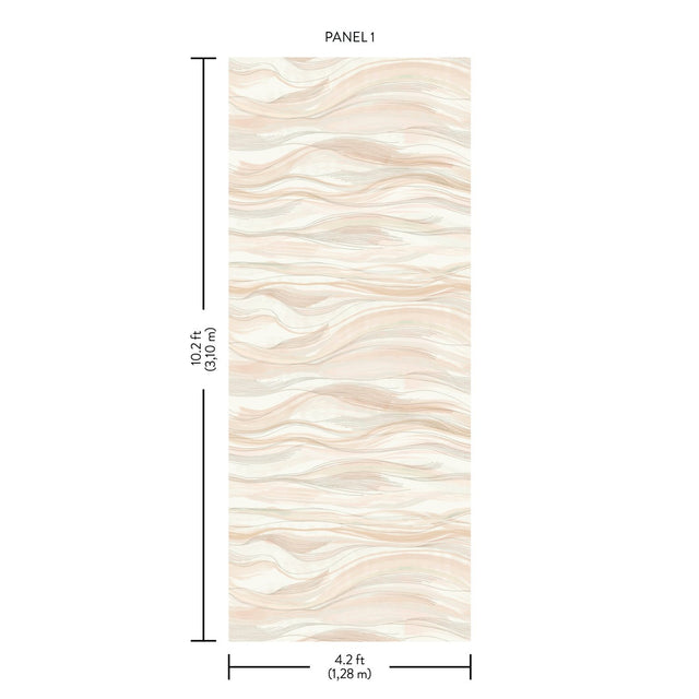 Currents Beige Wall Mural with Shimmering Wave Motif - York DD3843M