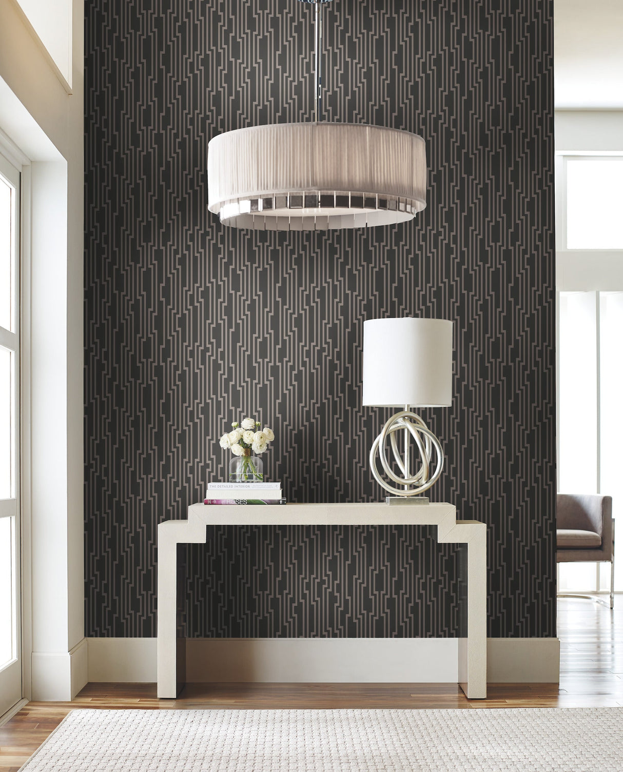Velocity Silver by Candice Olson Geometric Metallic Wallpaper – York Wallcoverings DE8818