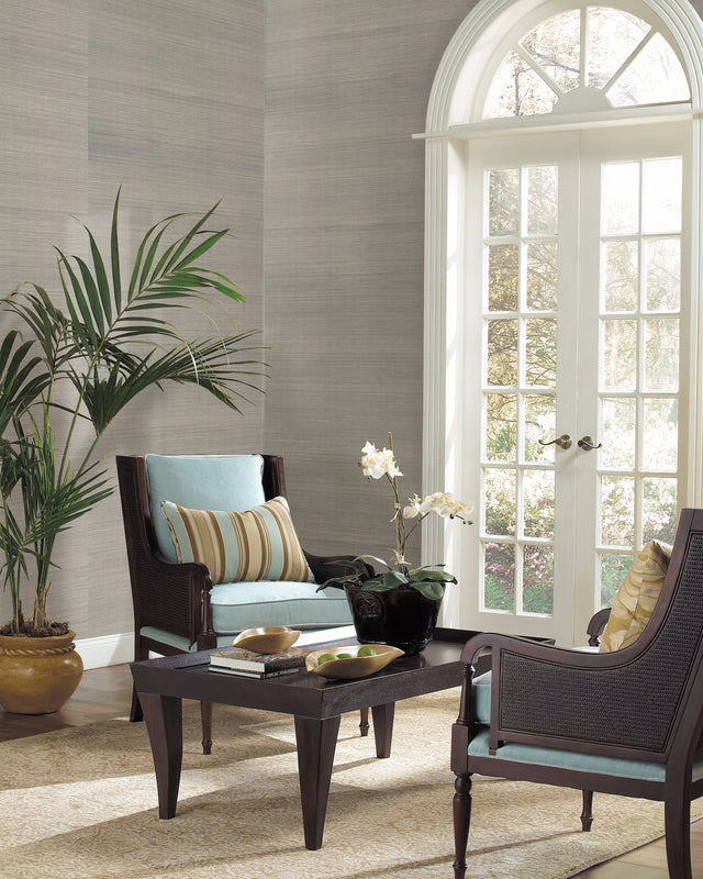 Impression Grey Grasscloth Wallpaper with Weaves Texture - York DE8994