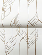 Elemental Thread White & Gold by Candice Olson Metallic Stripe Wallpaper – York Designer Series DF3301