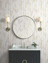 Elemental Thread White & Gold by Candice Olson Metallic Stripe Wallpaper – York Designer Series DF3301