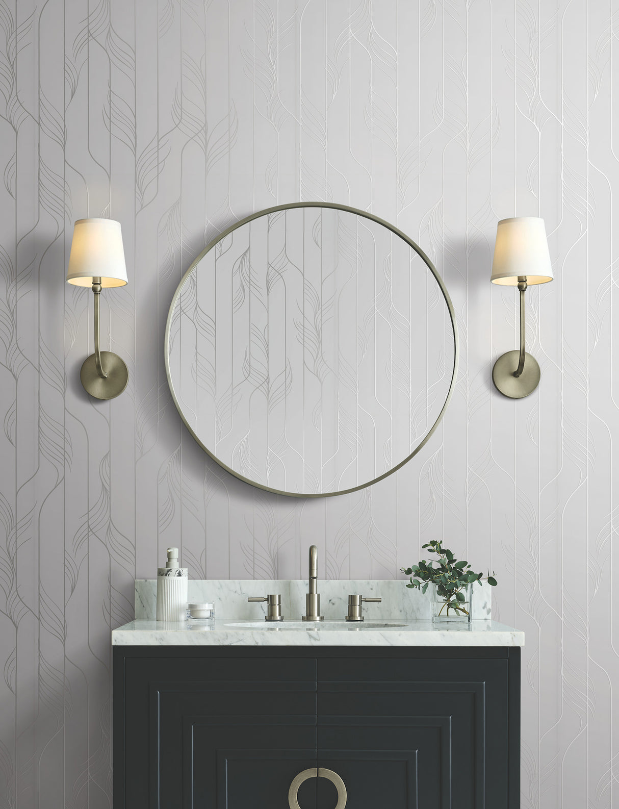 Elemental Thread White & Silver by Candice Olson Metallic Stripe Wallpaper – York Designer Series DF3302