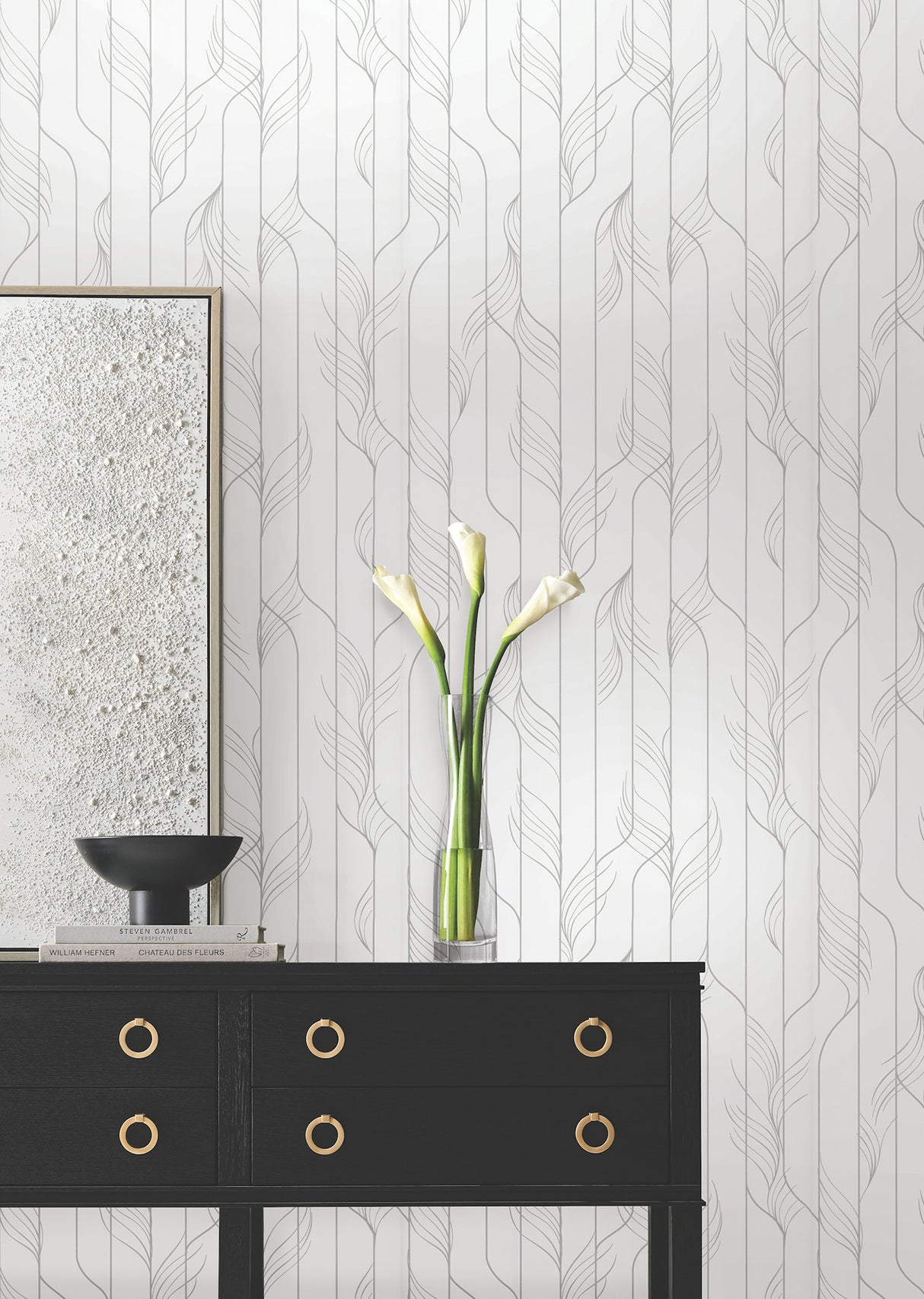 Elemental Thread White & Silver by Candice Olson Metallic Stripe Wallpaper – York Designer Series DF3302