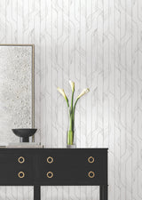 Elemental Thread White & Silver by Candice Olson Metallic Stripe Wallpaper – York Designer Series DF3302