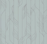 Elemental Thread Blue & Silver Metallic Foil Feather Stripe Wallpaper by Candice Olson - DF3304