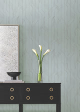 Elemental Thread Blue & Silver by Candice Olson Modern Metallic Foil Art Deco Feather Stripe Wallpaper - Candice Olson Decadence II DF3304