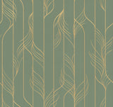 Elemental Thread Green & Gold Wallpaper by Candice Olson - DF3306
