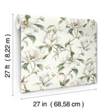 Garden Jewels White by Candice Olson Magnolia Blossom Botanical Floral Non-Woven Unpasted Traditional Wallpaper 27 in x 27 ft Roll - DF3311