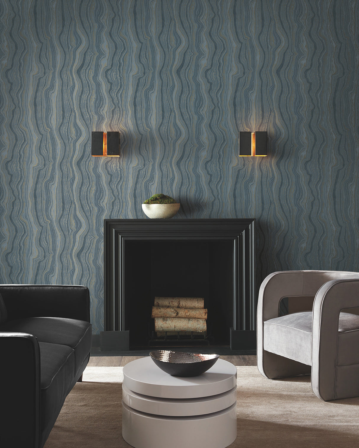 Mineral Shimmer Denim & Gold by Candice Olson Wallpaper – York Designer Series DF3321