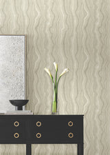 Mineral Shimmer Warm Neutral & Pearl by Candice Olson Geometric Metallic Wallpaper – York Designer Series DF3324
