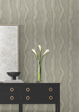 Mineral Shimmer Taupe & Pearl by Candice Olson Metallic Stone Stripe Wallpaper – York Designer Series DF3325