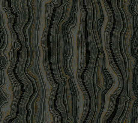 Mineral Shimmer Black & Gold wallpaper by Candice Olson, geode-inspired metallic stripes