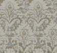 Candice Olson Velvet Crush Damask Taupe & Gold wallpaper roll and room scene