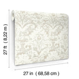 Velvet Crush Damask Cream & Pearl by Candice Olson Metallic Non Woven Unpasted Traditional Damask Wallpaper from Decadence II - DF3334