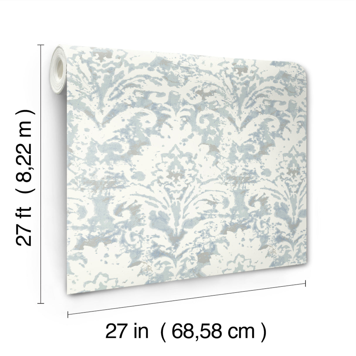 Velvet Crush Damask Blue & Pearl by Candice Olson Traditional Damask Non Woven Wallpaper - DF3335