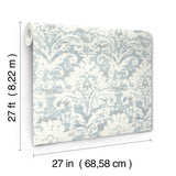 Velvet Crush Damask Blue & Pearl by Candice Olson Traditional Damask Non Woven Wallpaper - DF3335
