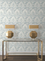 Velvet Crush Damask Blue & Pearl by Candice Olson Traditional Damask Non Woven Wallpaper - DF3335