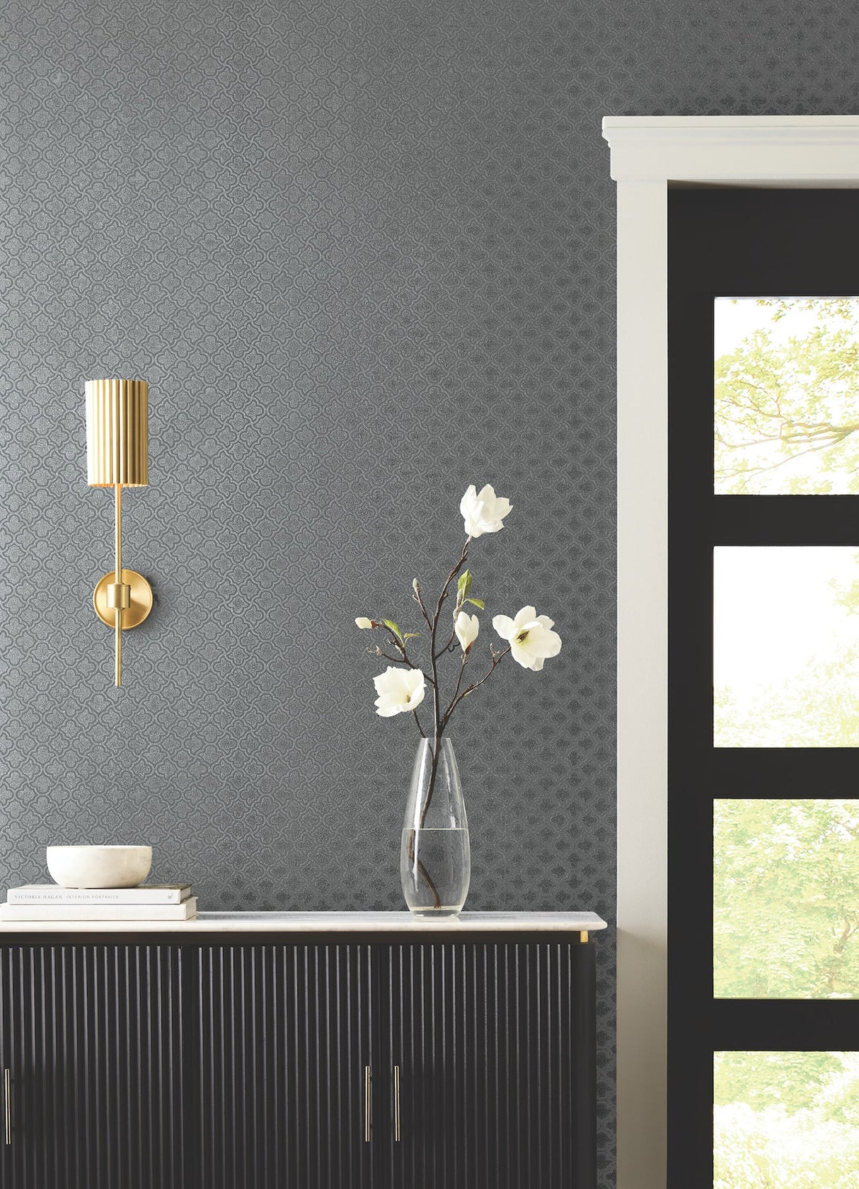 Uptown Glam Charcoal by Candice Olson Glass Bead Wallpaper- York Designer Series DF3338