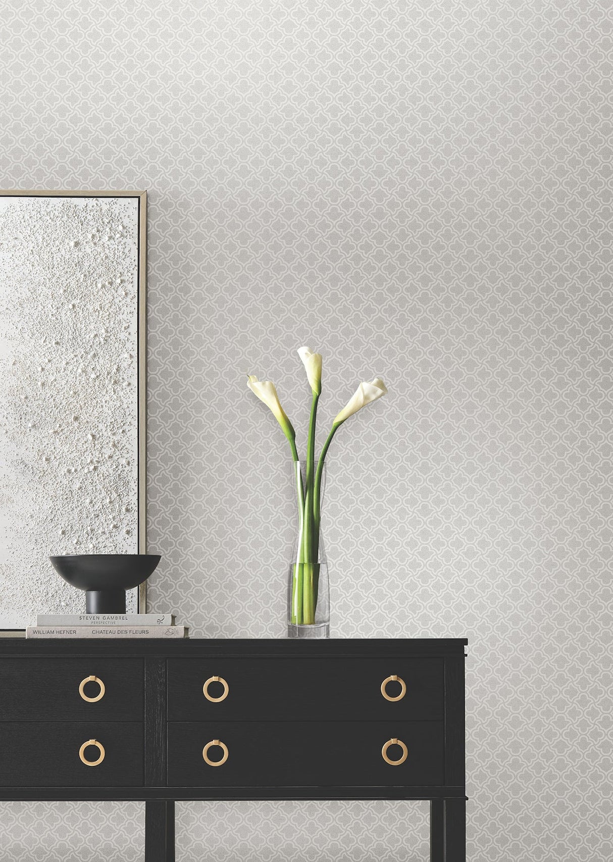 Uptown Glam White by Candice Olson Glass Bead Damask Wallpaper – York Designer Series DF3339