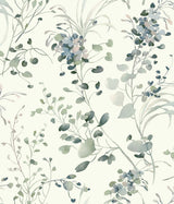 Candice Olson Spring Whispers Jade wallpaper DF3341 – botanical watercolor leaves on off-white background