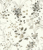 Spring Whispers Charcoal wallpaper by Candice Olson with watercolor leaves on off-white ground