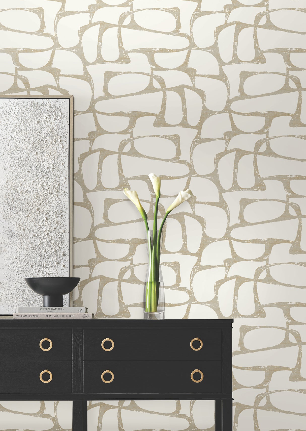 Craftsman Geometric White & Gold by Candice Olson Geometric Wallpaper – York Designer Series DF3351