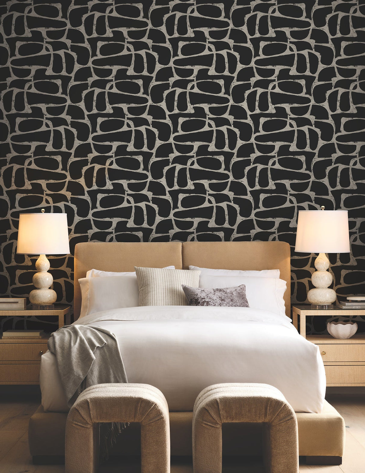 Craftsman Geometric Black by Candice Olson Wallpaper- York Designer Series DF3352