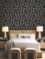 Craftsman Geometric Black by Candice Olson Wallpaper- York Designer Series DF3352