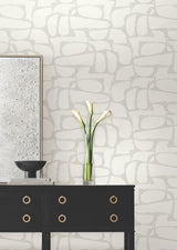 Craftsman Geometric White & Soft Grey by Candice Olson Decadence II Modern Geometric Wallpaper - Candice Olson DF3353