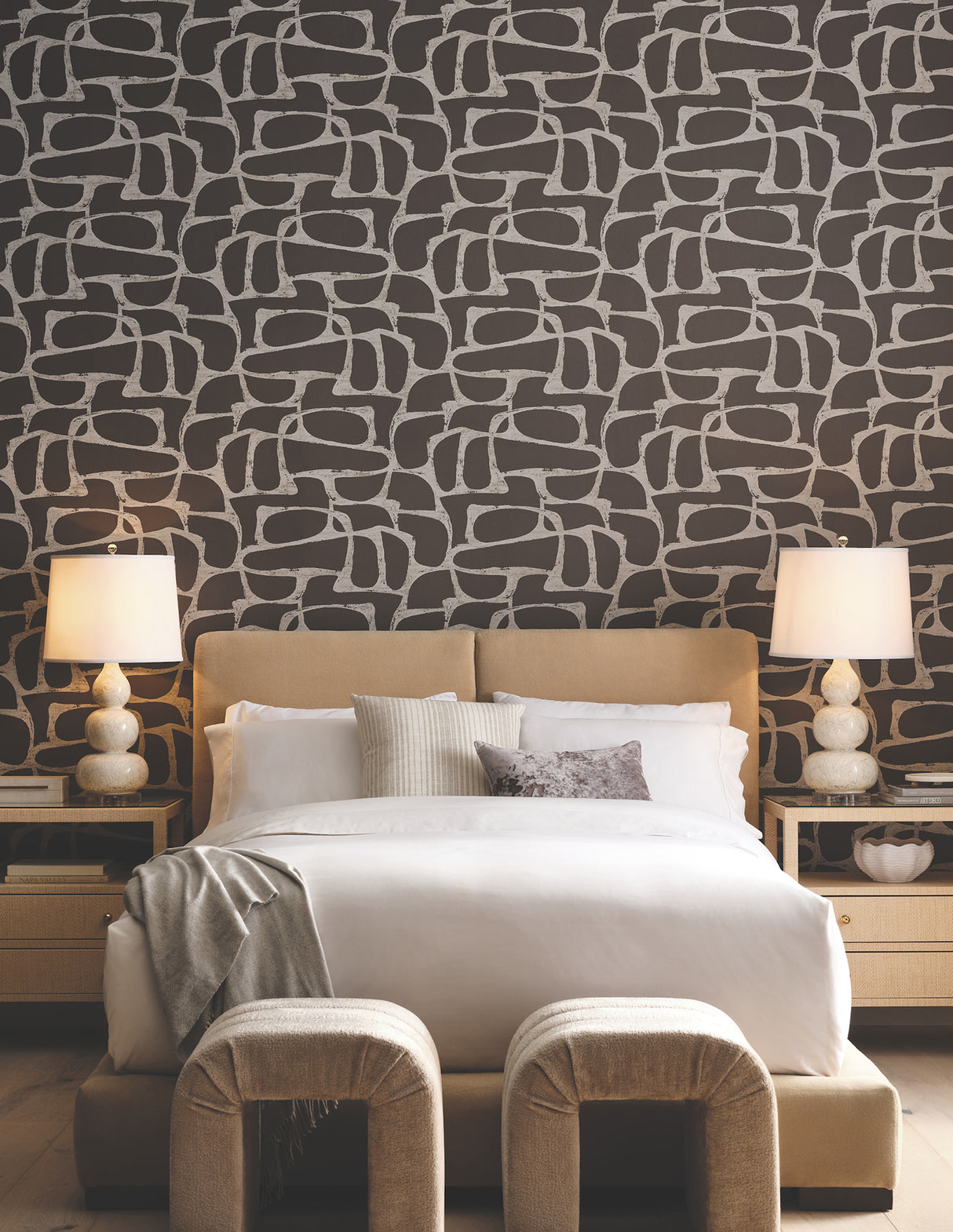 Craftsman Geometric Mocha by Candice Olson Modern Geometric Wallpaper – York Designer Series DF3355