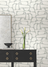 Craftsman Geometric White & Silver by Candice Olson Geometric Wallpaper – York Designer Series DF3356