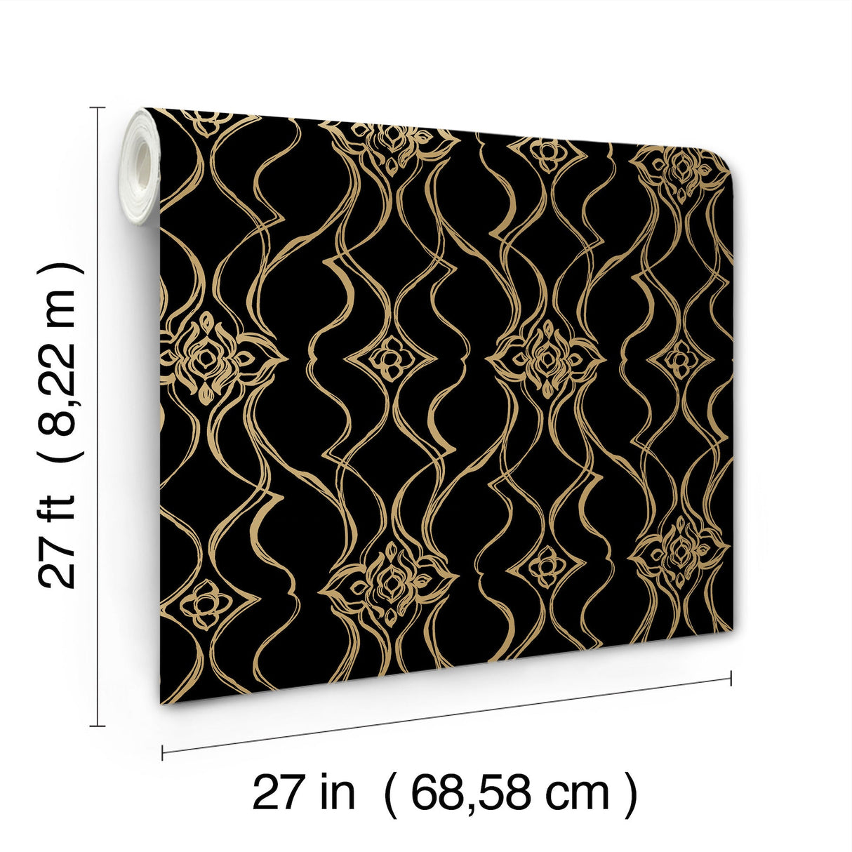 Pirouette Black & Gold by Candice Olson Damask Wallpaper – York Designer Series DF3371