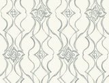 Candice Olson Pirouette White & Silver damask wallpaper DF3373