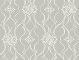 Candice Olson Pirouette Grey sketched damask wallpaper, 27 in x 27 ft roll