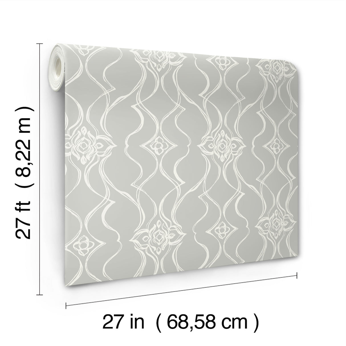 Pirouette Grey by Candice Olson Damask Wallpaper – York Designer Series DF3374