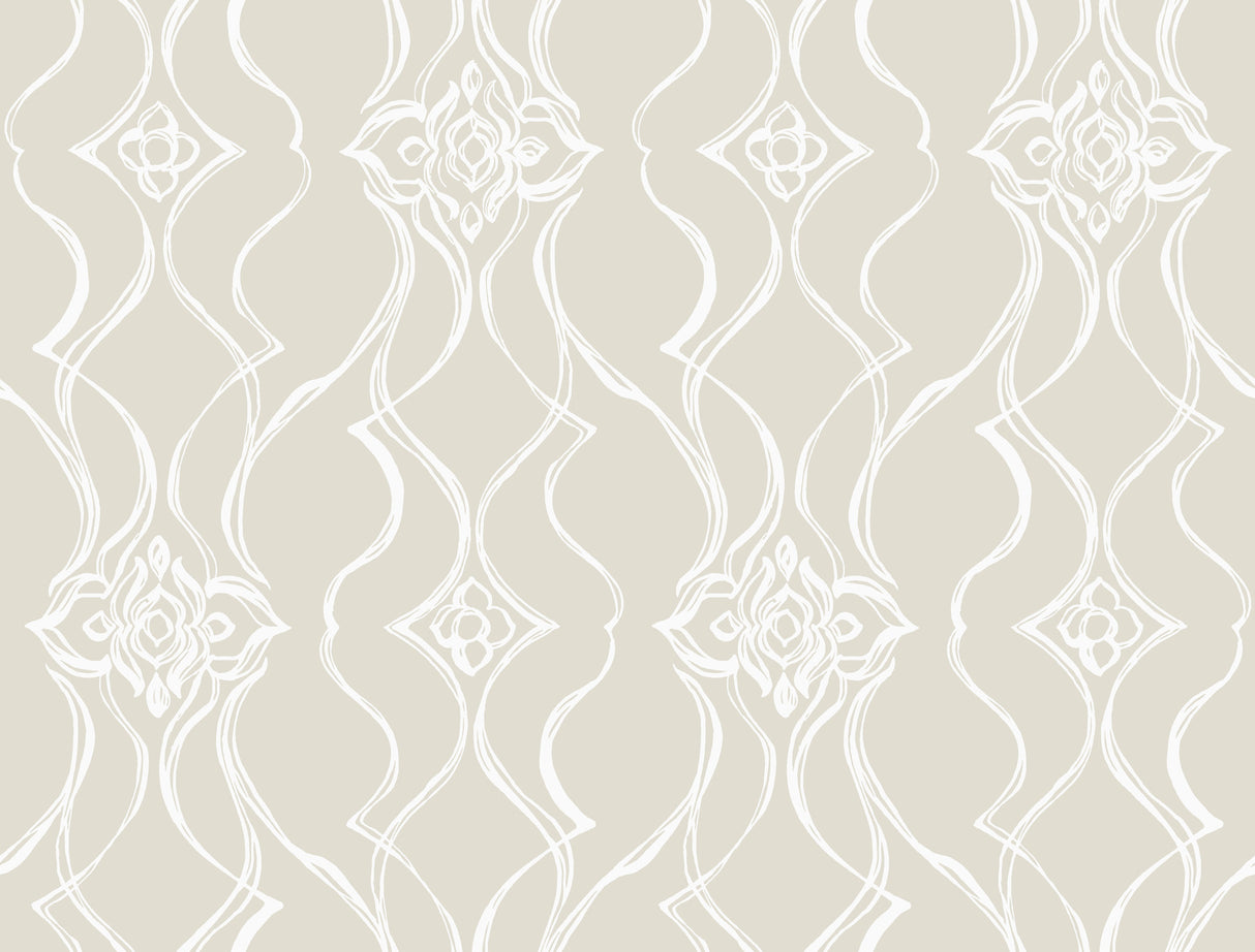 Candice Olson Pirouette Beige sketched damask wallpaper DF3375