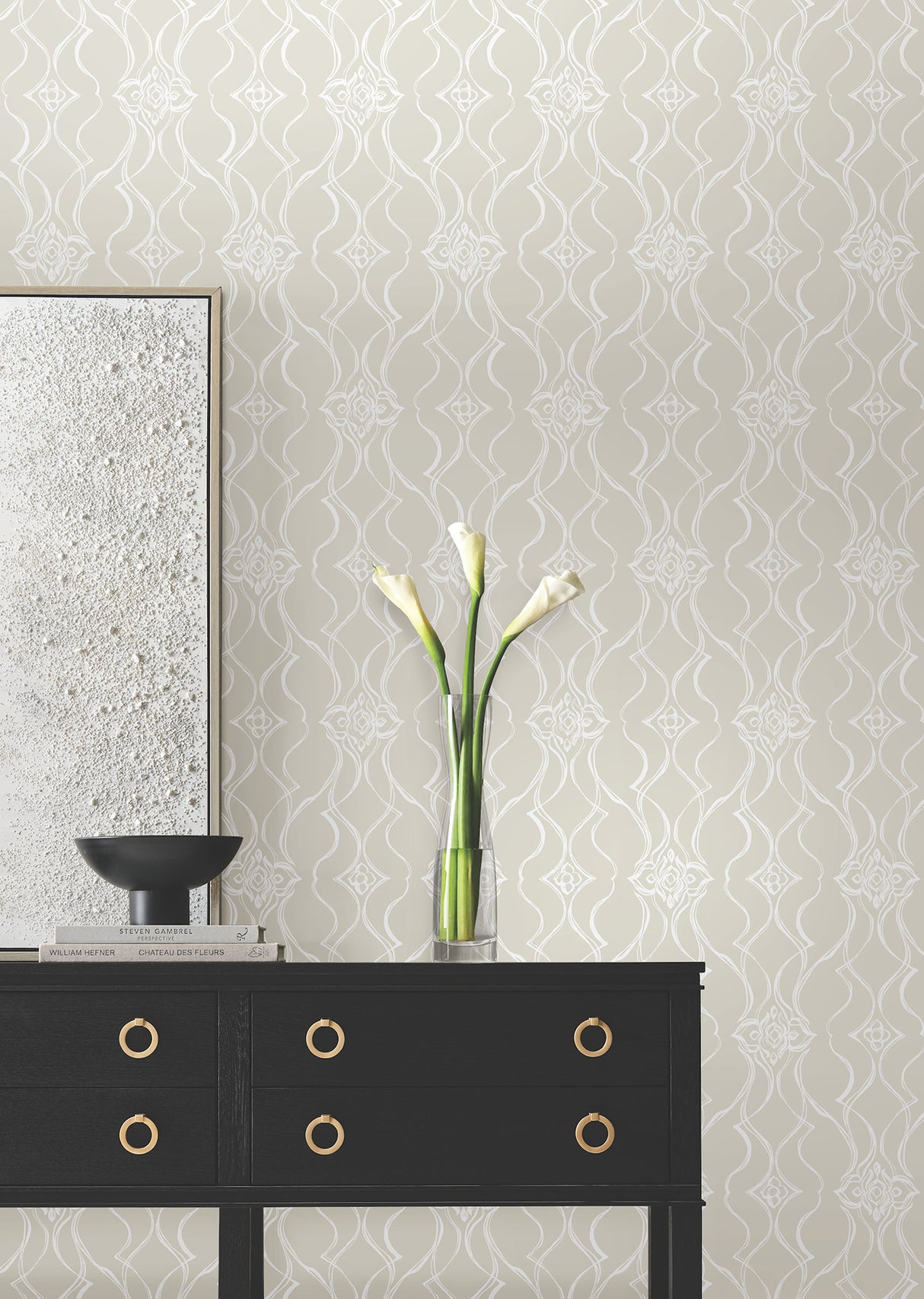 Pirouette Beige by Candice Olson Damask Wallpaper – York Designer Series DF3375