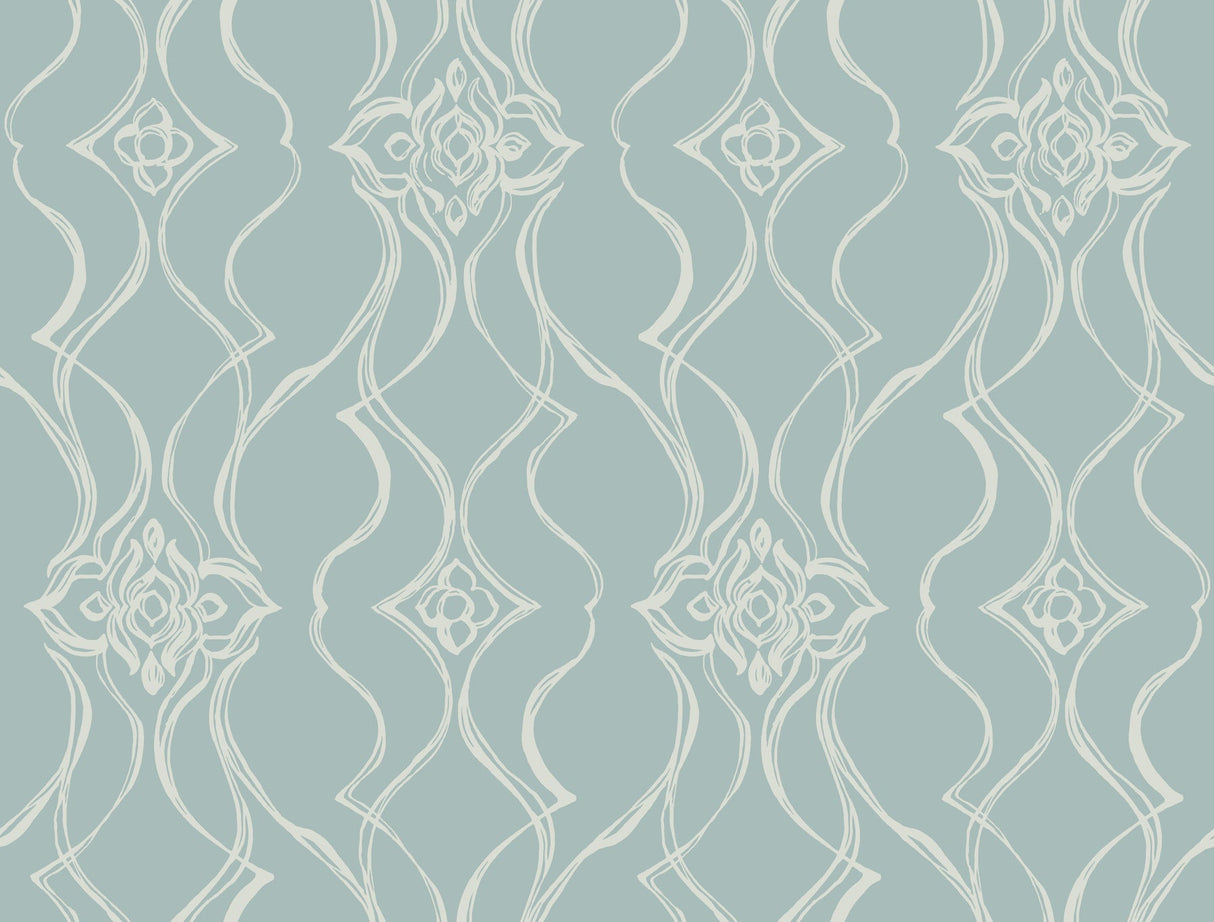 Pirouette Spa damask wallpaper by Candice Olson, DF3376