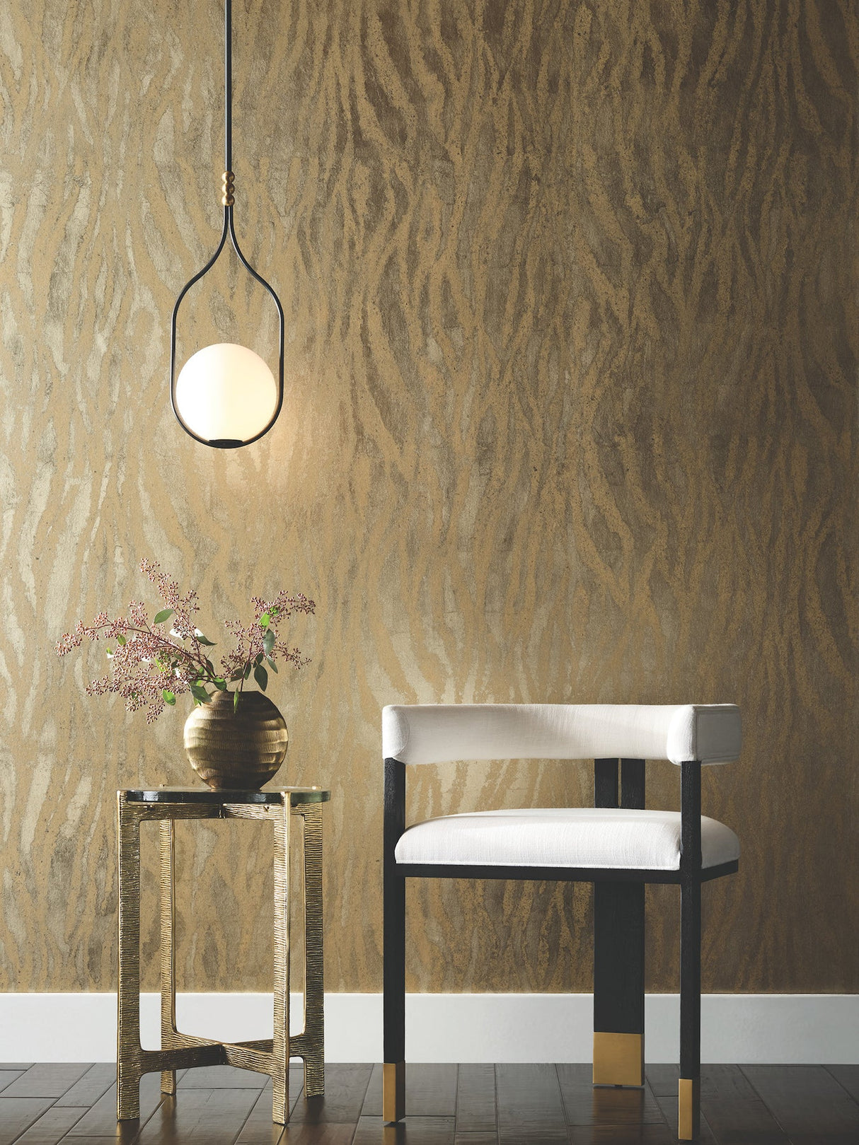 Zebra Chic Antique Gold by Candice Olson Foil Texture Wallpaper – York Designer Series DF3391