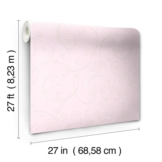 Disney Princess Perfect Scroll Gold Glitter Wallpaper with Sparkling Scroll Pattern - York DI0904