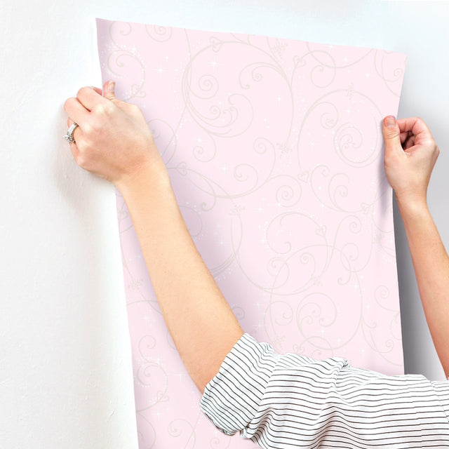 Disney Princess Perfect Scroll Gold Glitter Wallpaper with Sparkling Scroll Pattern - York DI0904