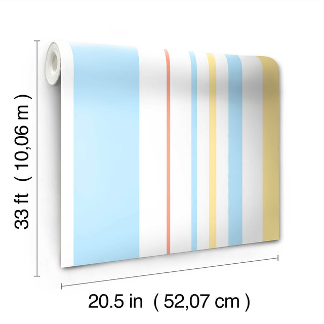 Disney & Pixar Toy Story 4 Owens Stripe Blue & Orange Wallpaper with Stripe Pattern - York DI0909