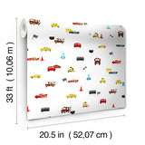 Disney & Pixar Cars Racing Spot White Wallpaper with Racing Motif - York DI0921