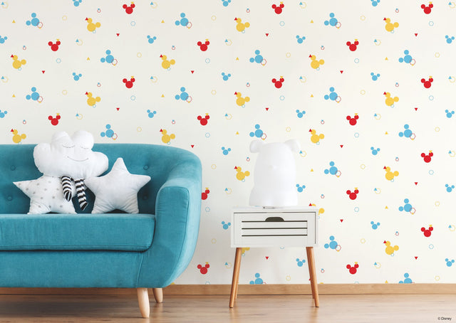 Disney Minnie Mouse Dots Blue & Yellow Wallpaper with Geometric Motif - York DI0930