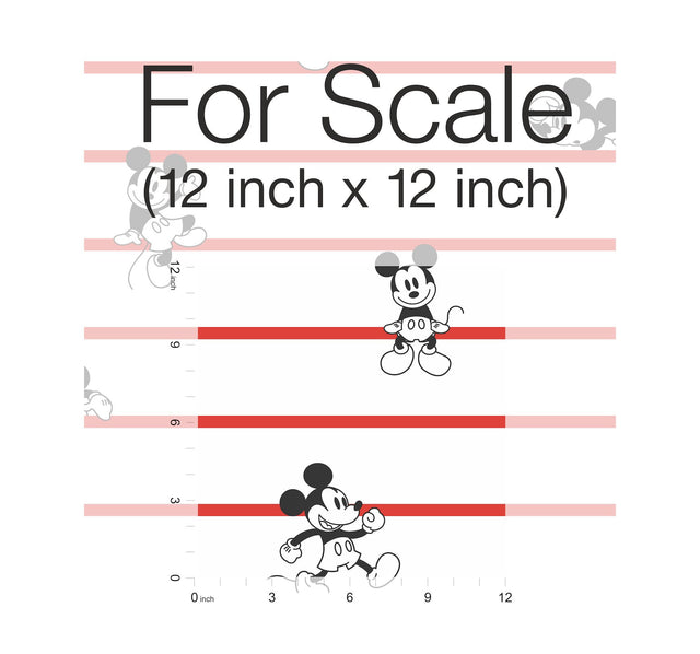 Disney Mickey Mouse Stripe Red Wallpaper with Cartoon Character Stripe Motif - York DI0933