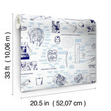 Marvels Heroes Schematics Blue Wallpaper with Blueprint Superhero Motif - York DI0935
