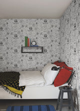 Marvels Heroes Schematics Grey & Black Wallpaper with Marvel Universe Schematic Motif - York DI0936