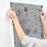 Marvels Heroes Schematics Grey & Black Wallpaper with Marvel Universe Schematic Motif - York DI0936